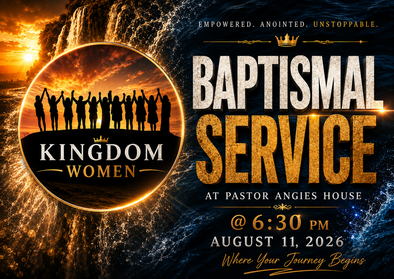 Kingdom Women Baptismal Service — August 11, 2026 at Pastor Angie's House